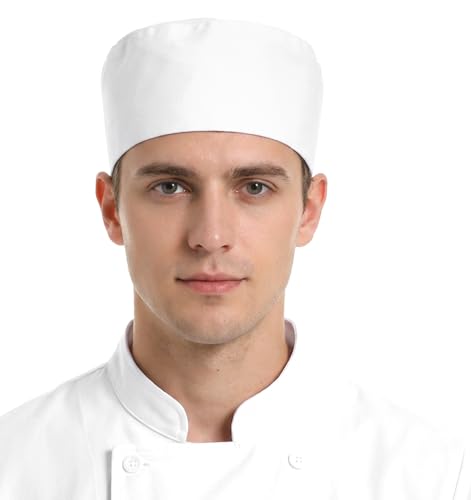 White Chef Hat for Men and Women - Comfortable Breathable Beanie