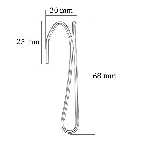 60 Pack Stainless Steel Pinch Pleat Curtain Hooks - 2.65"