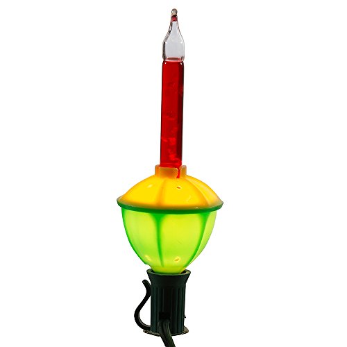 7-Light Bubble Light Set for Holiday Decor - Green Wire, Glass Bulbs