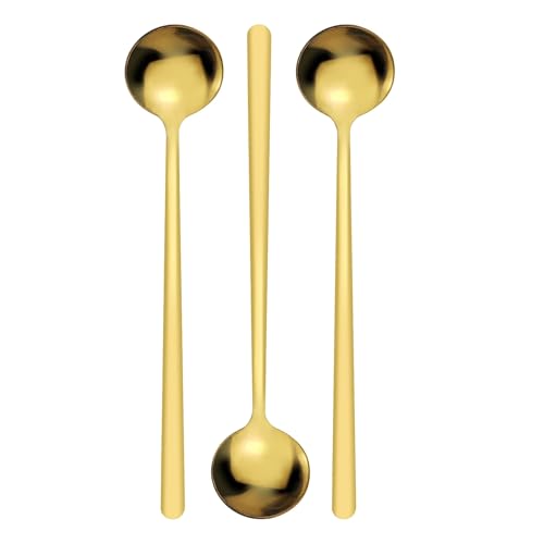 Gold Stainless Steel Coffee Spoons Set - 3 Pack Dessert Spoons