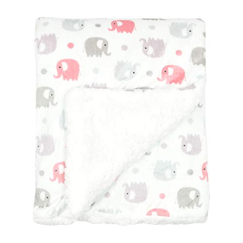 Pink Elephant Minky Baby Blanket for Girls - 30x40 Soft Nursery Decor