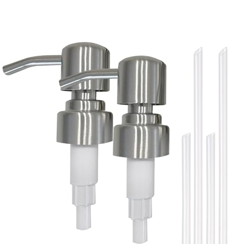 Silver Stainless Steel Soap Dispenser Pump Replacement Head - Pack of 2