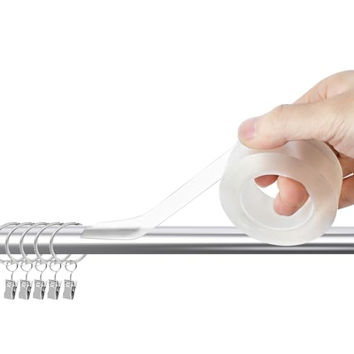 Clear Curtain Rod Glide Tape, 1in x 16ft for Smooth Operation