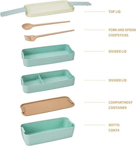 Rarapop Beige Stackable Bento Lunch Box Kit - 3 Compartment Container