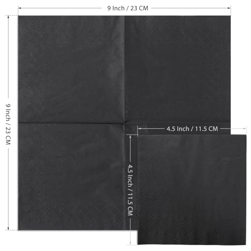 200 Pcs Black Cocktail Napkins 4.5" x 4.5" - 2-Ply Disposable for Events