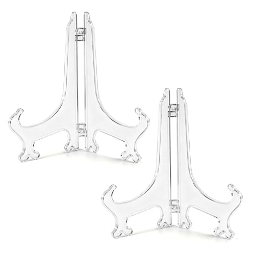2 Pcs 10-Inch Clear Plastic Plate and Photo Display Stands - Wahijihe