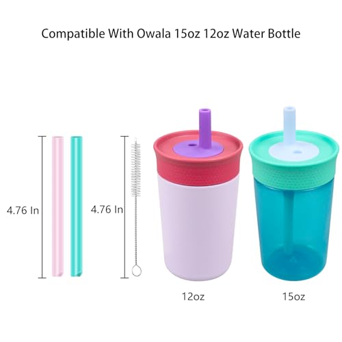 KLOWOAH Replacement Straws for Owala 12oz & 15oz Insulated Tumblers, 6 Colors with Brush