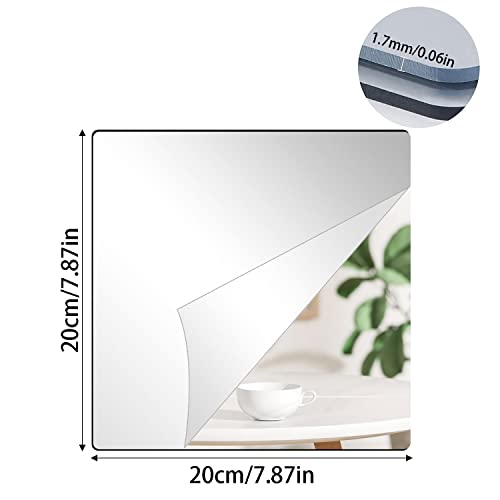 Self-Adhesive Acrylic Mirror Tiles - 6 Pack, 8" x 8" for Home Decor