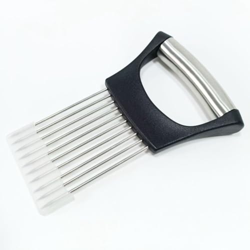 Onion Slicer with Ergonomic Handle - Stainless Steel Vegetable & Meat Cutter