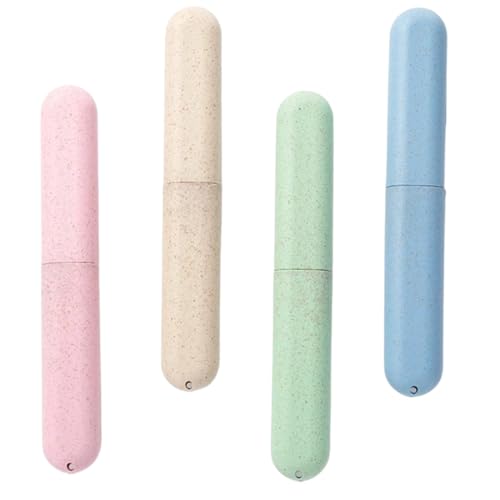TsuvyXeg Portable Toothbrush Travel Cases Set of 4 Pastel Colors