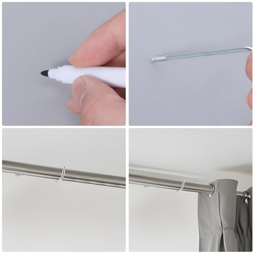 Zelphvt 4 Pcs Metal Curtain Rod Support Brackets, Middle Center Hook Hanger