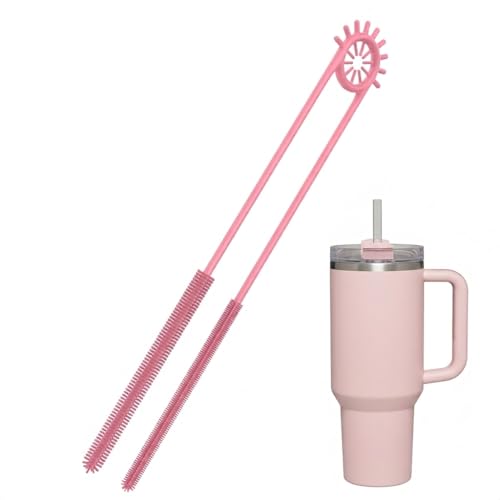 2-in-1 Silicone Straw Cleaner Brush - Extra Long, Dual-Ended for Metal & Smoothie Straws