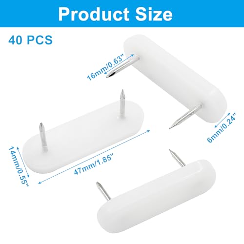 White Plastic Head Double Pins - 40 Pcs Bed Skirt Holders
