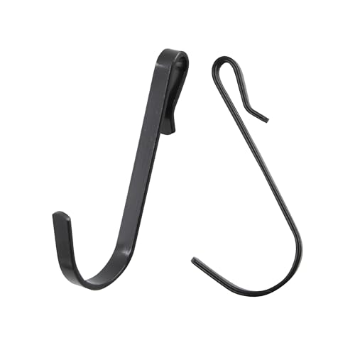 AUXBC 20Pcs J-Shaped Stainless Steel Hanging Hooks - 0.1" Black Wire Rack Clip