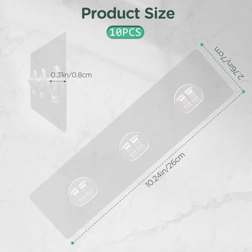SMLBJUTE 10 Pack Three Claw Shower Caddy Adhesive Hooks Replacement Waterproof Clear