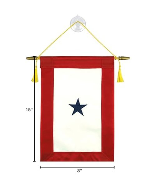 Family Member Military Service Banner - One Blue Star Service Banner Flag – 7 ½ Inches by 14 ½ Inches