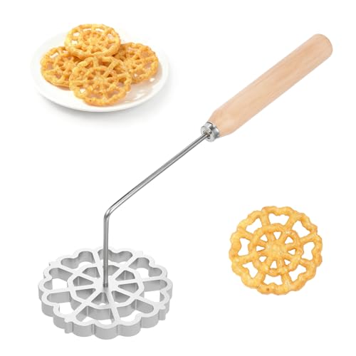 Wood 2-Piece Rosette Maker with 4.5-Inch Mold and Handle - Baking Tools