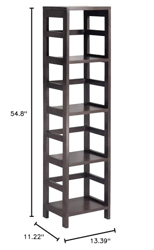 Winsome Wood Capri Wood 4 Section Storage Shelf with 4 Beige Fabric Foldable Baskets