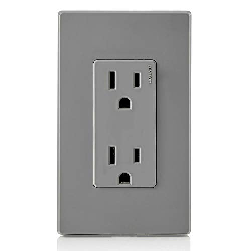 Leviton 15 Amp Decora Duplex Receptacle - Gray, Residential Grade