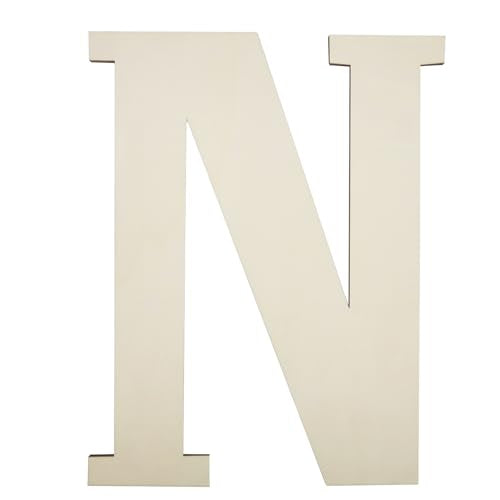 SMANTA 12 Inch Unfinished Wooden Letter N Large Blank Wood Sign for DIY Crafts and Party Decor