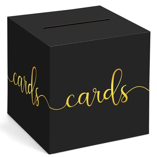 Adecortalk 9'' Black Wedding Card Box with Gold Foil Design