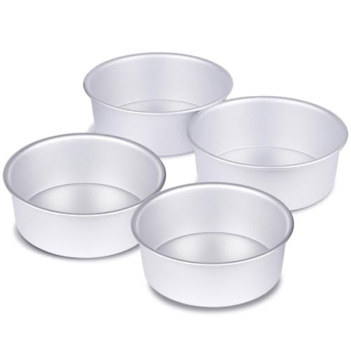 Set of 4 Non-Stick Round Cake Pans - 4 Inch Aluminum Baking Tools
