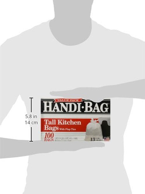 Handi-Bag HAB6FK100 Super Value Pack, 13 Gallon,0.6 Milliliters, 1 FT x 11 in, White (Box of 100)