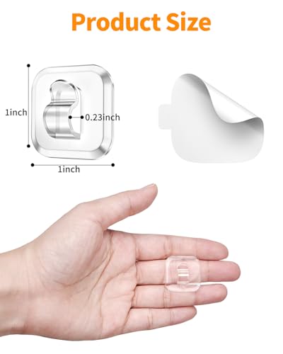 Mini Light Hooks with Adhesive Strips - 100 Indoor String Light Clips - Damage-Free Mounting