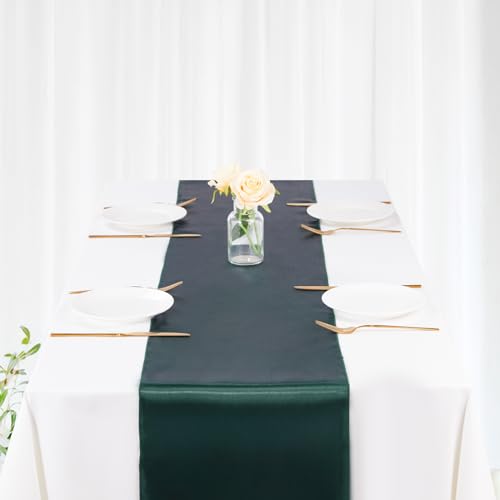 B-COOL Dark Green Satin Table Runner Set - 5 Pack, 12x108 inch