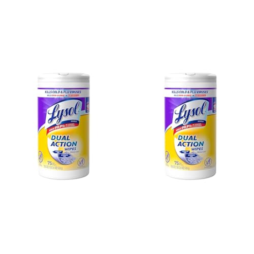 Lysol Dual Action Disinfectant Wipes, Citrus Scent, 75ct (Pack of 2)