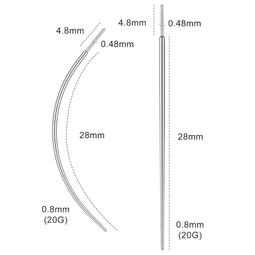 Lusofie 2Pcs Stainless Steel Flat Back Piercing Insertion Pin Taper