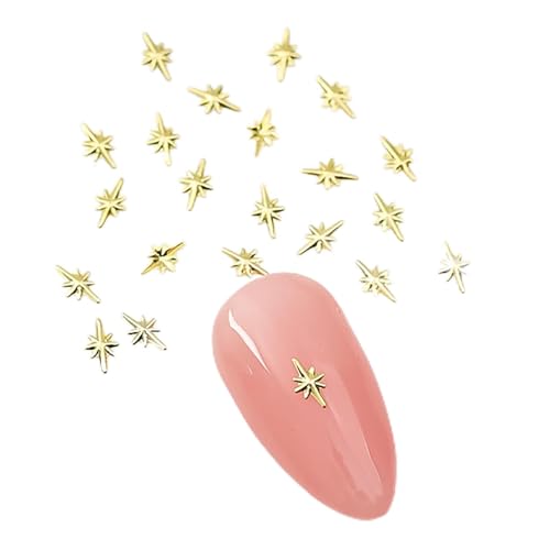 SONGJIE 200 Pcs 3D Gold Star Nail Charms Alloy Art Decorations