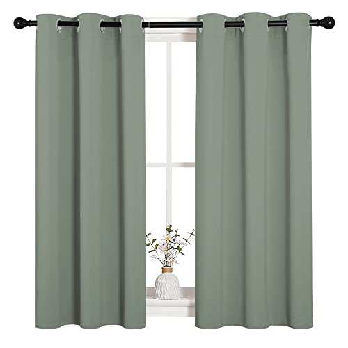 NICETOWN Greyish Green Blackout Curtains 34" x 48" - 2 Panels