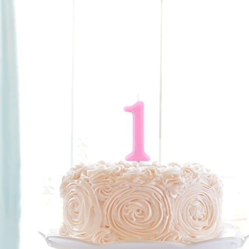 DOLLET Pink Birthday Candle for Smash Cake - Number 1
