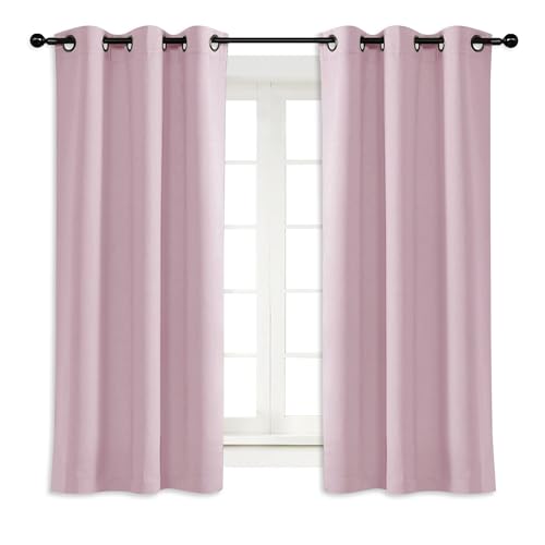 NICETOWN Baby Pink Blackout Curtain Panel, 34" x 63", Thermal Insulated