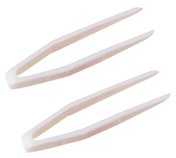 50 Pcs Mini Plastic Tweezers for Contact Lenses and Makeup Tools White