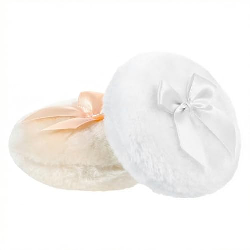 Large Fluffy Body Powder Puff 2-Pack - 3.5 Inch Thick Soft Dusting Pad