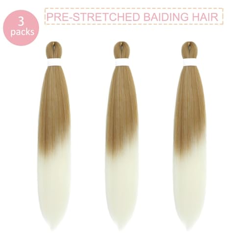 Ombre Pre Stretched Braiding Hair Extensions 26 Inch Blonde 3 Packs