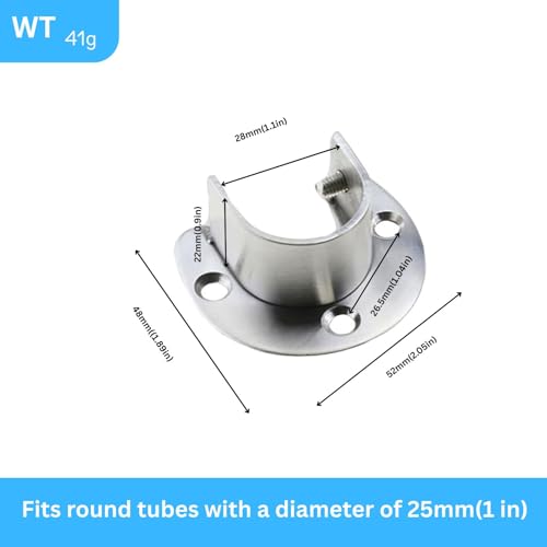 LIDBEKEI Heavy-Duty Closet Rod Support - U-Shaped Base 4-Pack - 1-Inch Diameter Flange