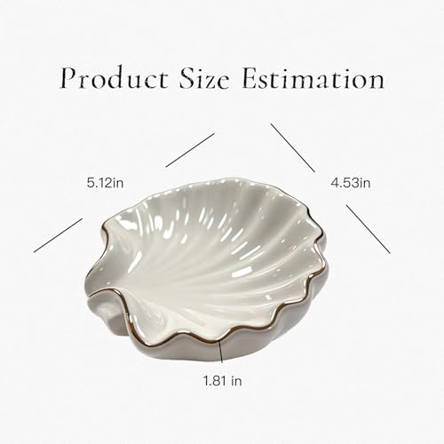 UULENNYM Shell Ceramic Soap Dish with Gold Trim - Coastal Bathroom Accessory