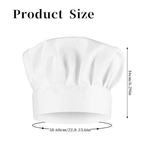 TIESOME 2PCS Adjustable Cotton Chef Hats - Reusable White Cook Caps