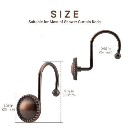 Rust-Resistant Shower Curtain Hooks - 12-Pack Bronze Rings