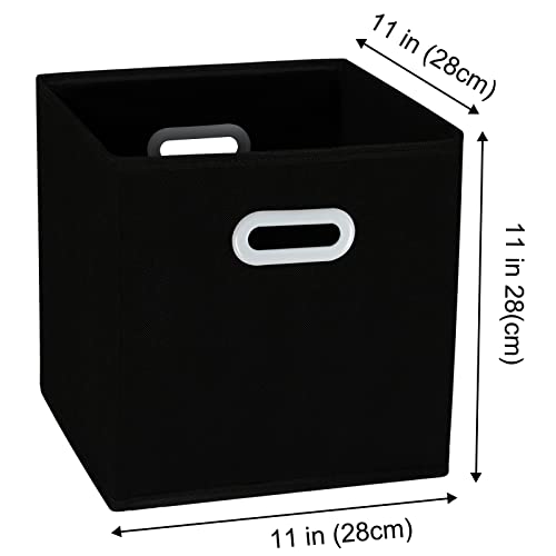 Black Fabric Cube Storage Bins - 3 Pack with Dual Handles