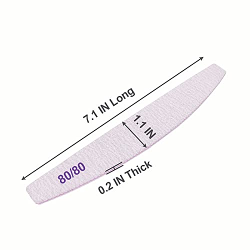 AhaTopia 80/80 Grit Nail Files 10-Pack - Heavy-Duty Emery Boards for Acrylic & Gel Nails