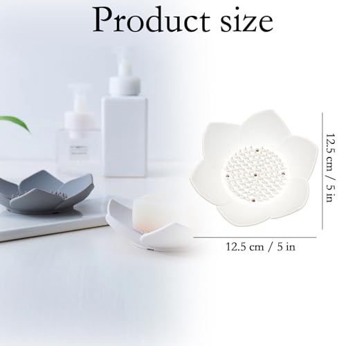 Lotus Flower Silicone Soap Dish Set - 4 Pcs Non-Slip Holder