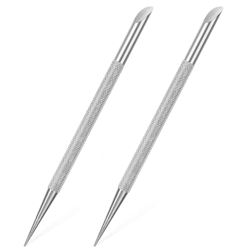 Clofiak 2Pcs Stainless Steel Cuticle Pusher and Nail Cleaner Tool