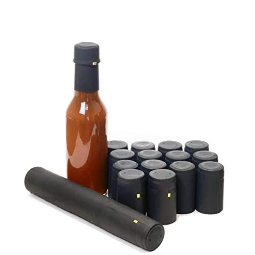 nicebottles Black 150ml Shrink Capsules Pack of 30 for 5oz & 10oz Bottles - Tamper-Evident Bottle Caps