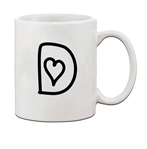 Personalized D Love Hearts Initial Monogram Ceramic Coffee Mug - Holiday Gift