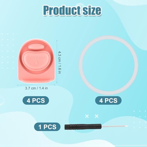 4pcs Replacement Stoppers & 4pcs Bottle Seal Rings for Owala FreeSip 24oz 32oz, BPA-Free Silicone O Ring Water Bottle Top Lid Replacement Parts for 16/19/24/32/40oz Gasket Plug Accessories(Colorful)