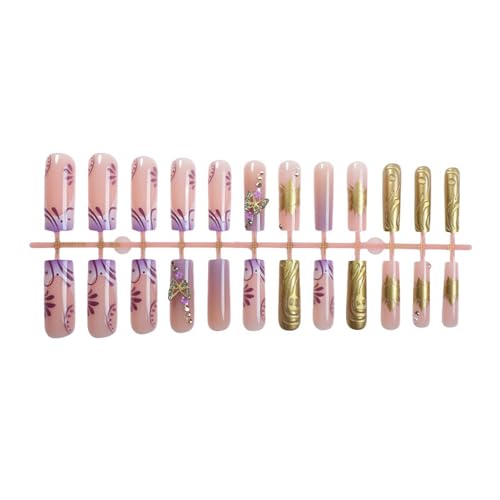 Octoswave Long Square Press on Nails French Artificial Nails with 3D Bow